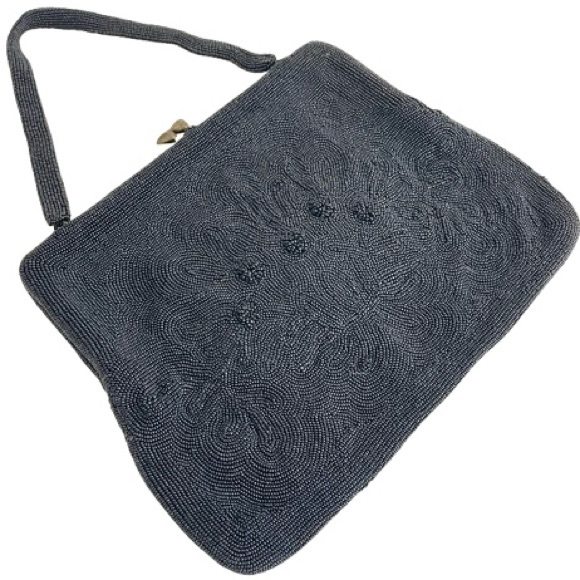 Vintage 50s Completely Beaded Black Designer Bag by AMEN WARDY | Formal Purse - Picture 1 of 17